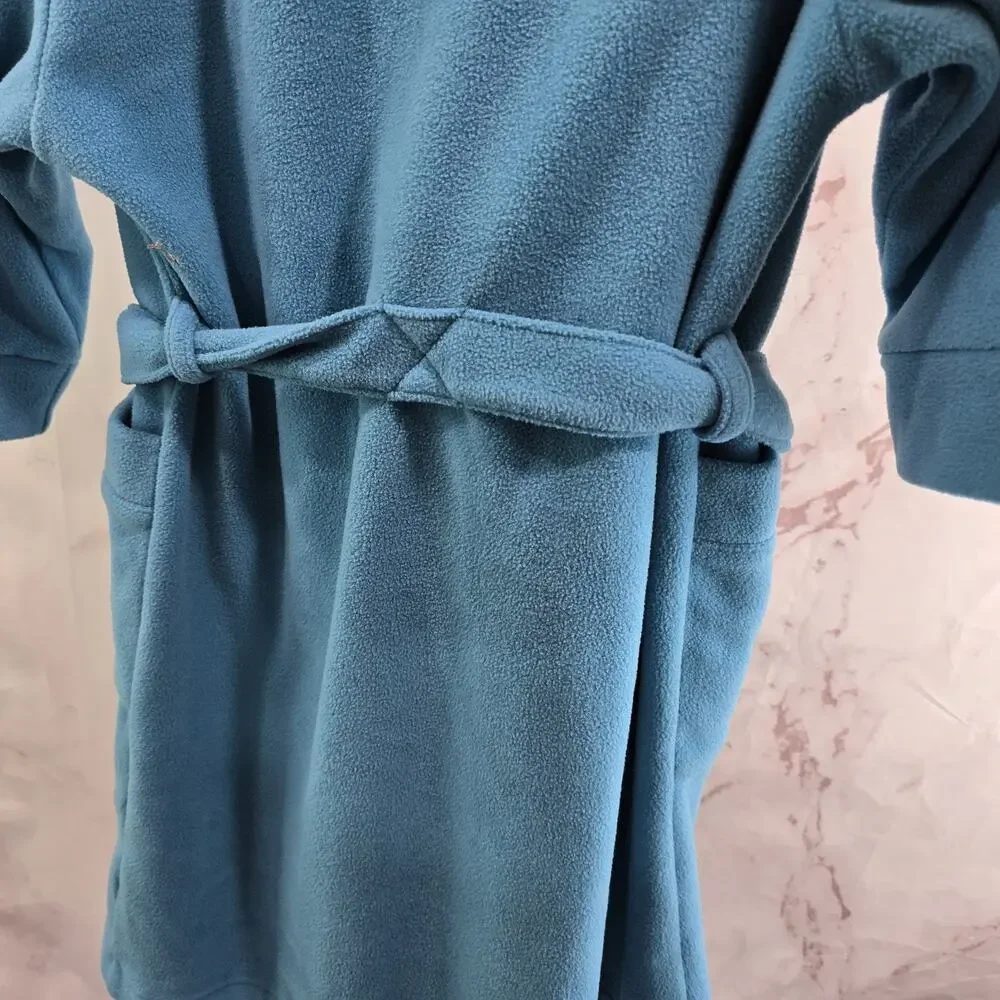 LL Bean Robe Kids 4 Blue Fleece Boys Girls Housecoat Bath Fleece Youth Vintage